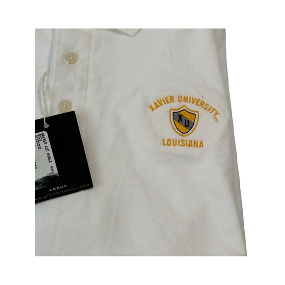 Xavier University Louisiana Mens White Polo Shirt Size L Vintage NWT - Picture 2 of 12